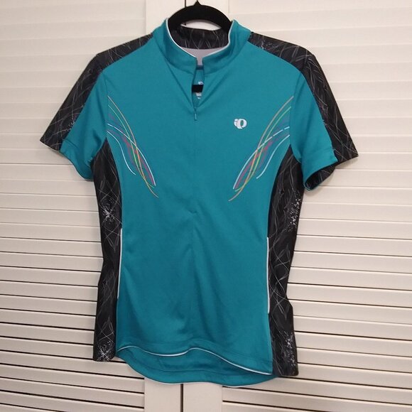 PEARL IZUMI Cycling Shirt 1/2 Zip Teal Green Womens Large - Picture 2 of 8